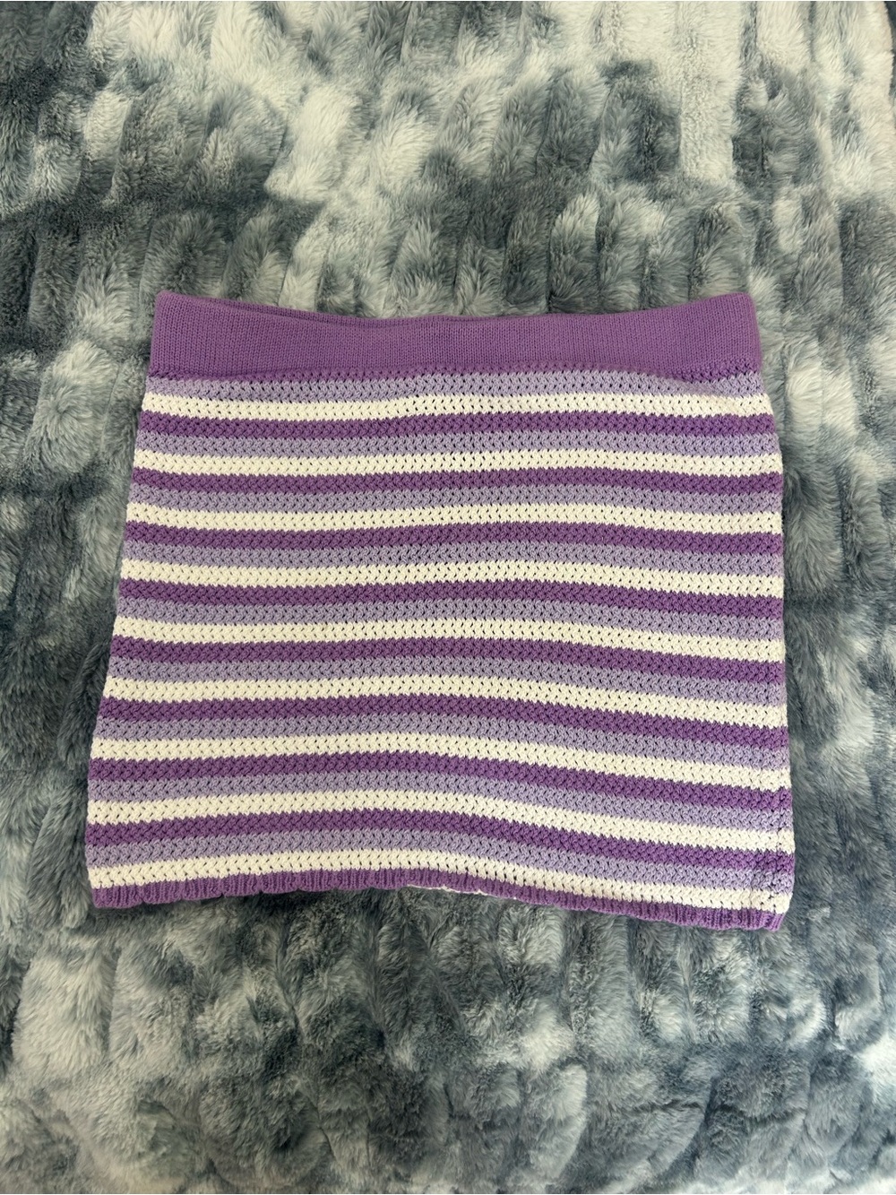 H&M Lavender and White Striped Knit Mini Skirt